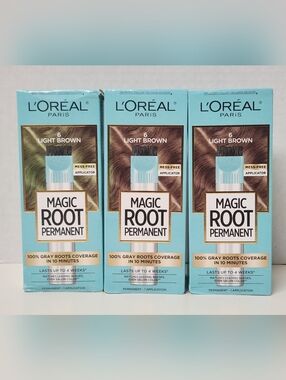 Lot Of 3 L'Oreal Paris Magic Root Rescue 10 Minute Root Hair Color, Light Brown